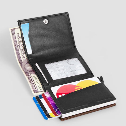 Lederax Leopar Desenli Mekanizmalı Suni Deri Kartlık Cüzdan LD540