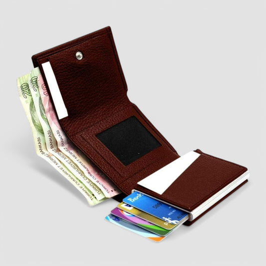 Lederax Para Gözlü Mekanizmalı Suni Deri Kartlık Cüzdan LD03