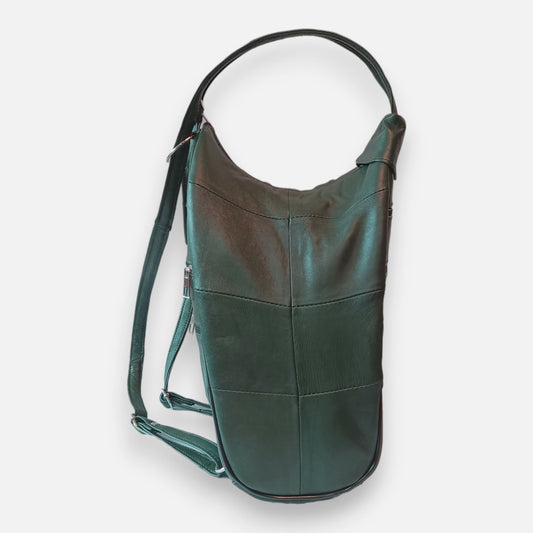 Lederax Hakiki Deri Çok Gözlü Sırt Ve Omuz Çantası LD52 Yeşil