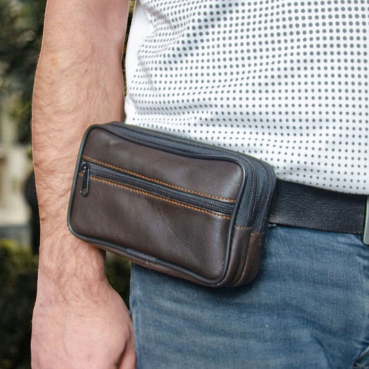 Lederax Hakiki Deri Kemer Çantası 3 Bölmeli Yatay LD245