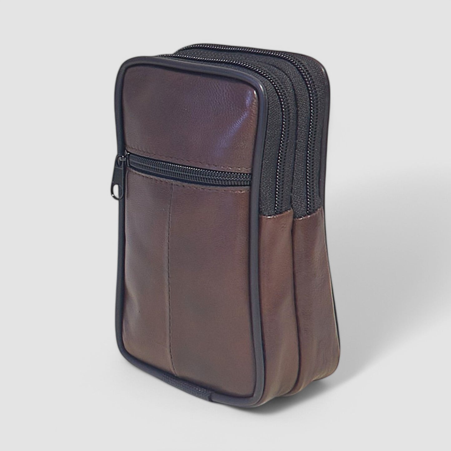 Lederax Hakiki Deri Telefon Bölmeli Kemer Çantası 3 Bölmeli Dikey LD246