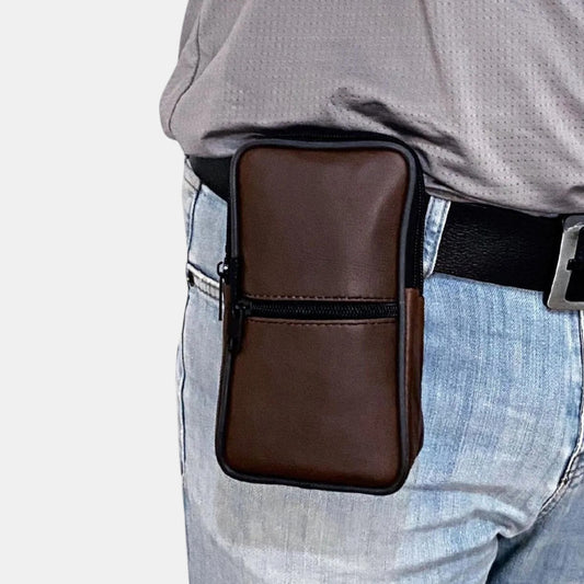 Lederax Hakiki Deri Telefon Bölmeli Kemer Çantası 3 Bölmeli Dikey LD246