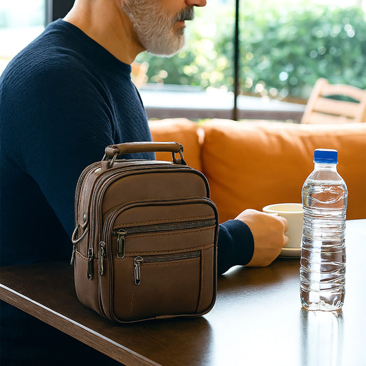 Lederax Deri Çelik Kasalı Dikey El Çantası Küçük Boy LD267