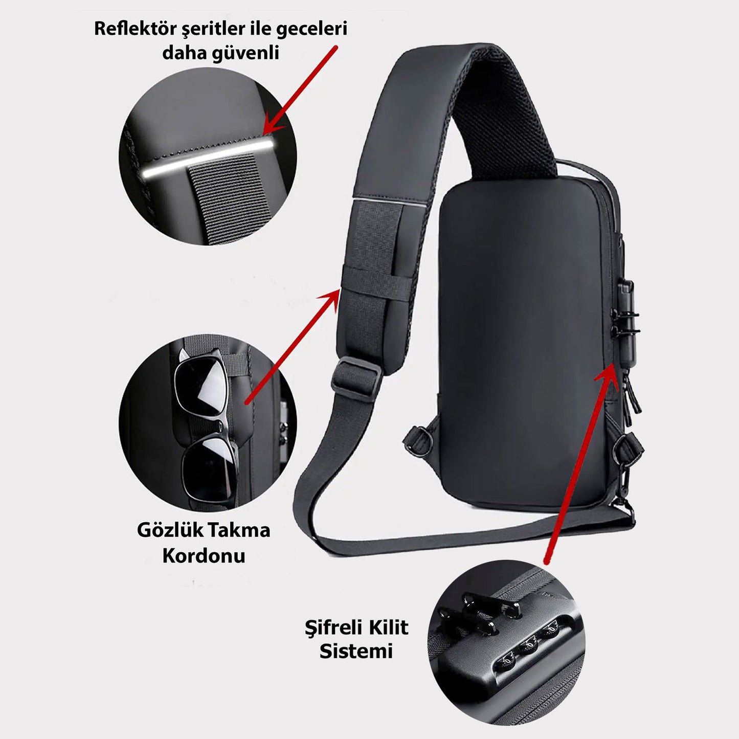 Lederax Suni Deri Kilit Sistemli Çift Taraf Askılı Göğüs Çantası Bodybag LD468