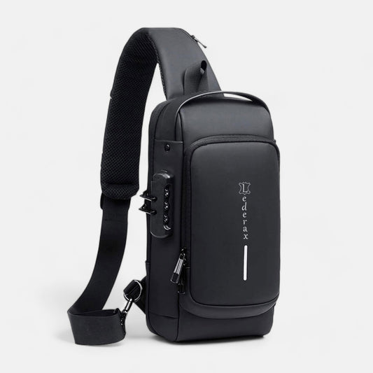 Lederax Suni Deri Kilit Sistemli Çift Taraf Askılı Göğüs Çantası Bodybag LD468