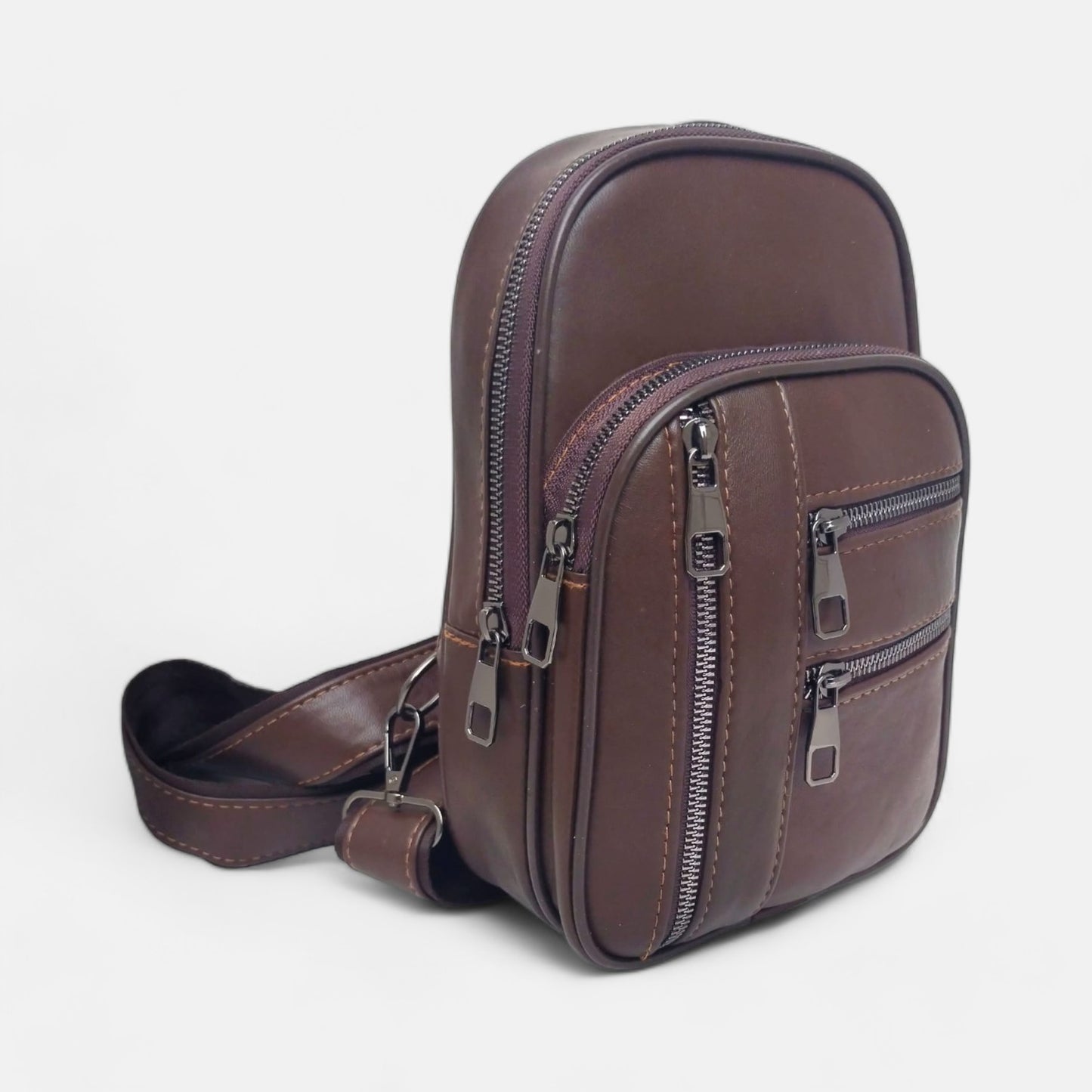 Lederax Hakiki Deri Göğüs Çantası Bodybag LD484 Kahverengi