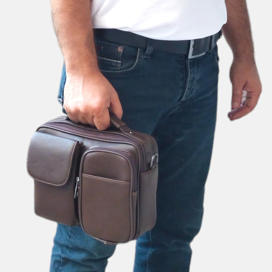 Lederax Hakiki Deri El ve Omuz Çantası LD488 Kahverengi