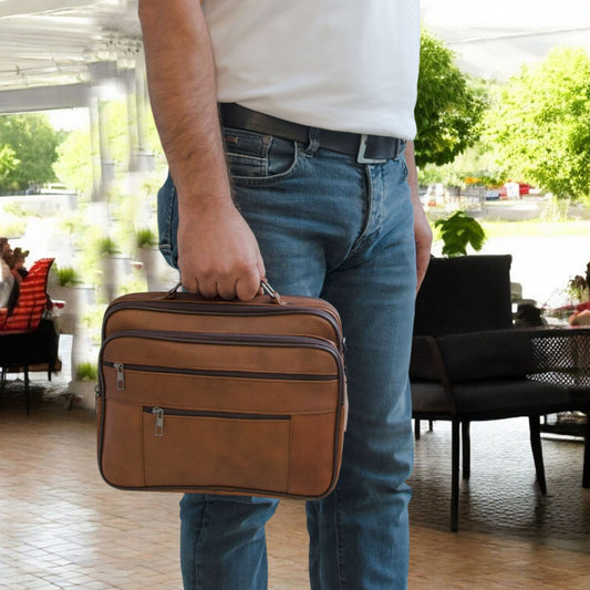 Lederax Hakiki Deri Kasalı El ve Omuz Çantası Battal Boy Yatay LD504