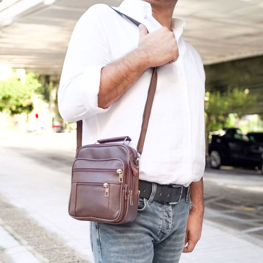 Lederax Hakiki Deri Çelik Kasalı Orta Boy Dikey El Çantası LD507