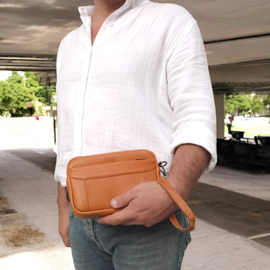 Lederax Suni Deri Erkek Clutch, Kozmetik, Seyahat ve El Çantası LD508