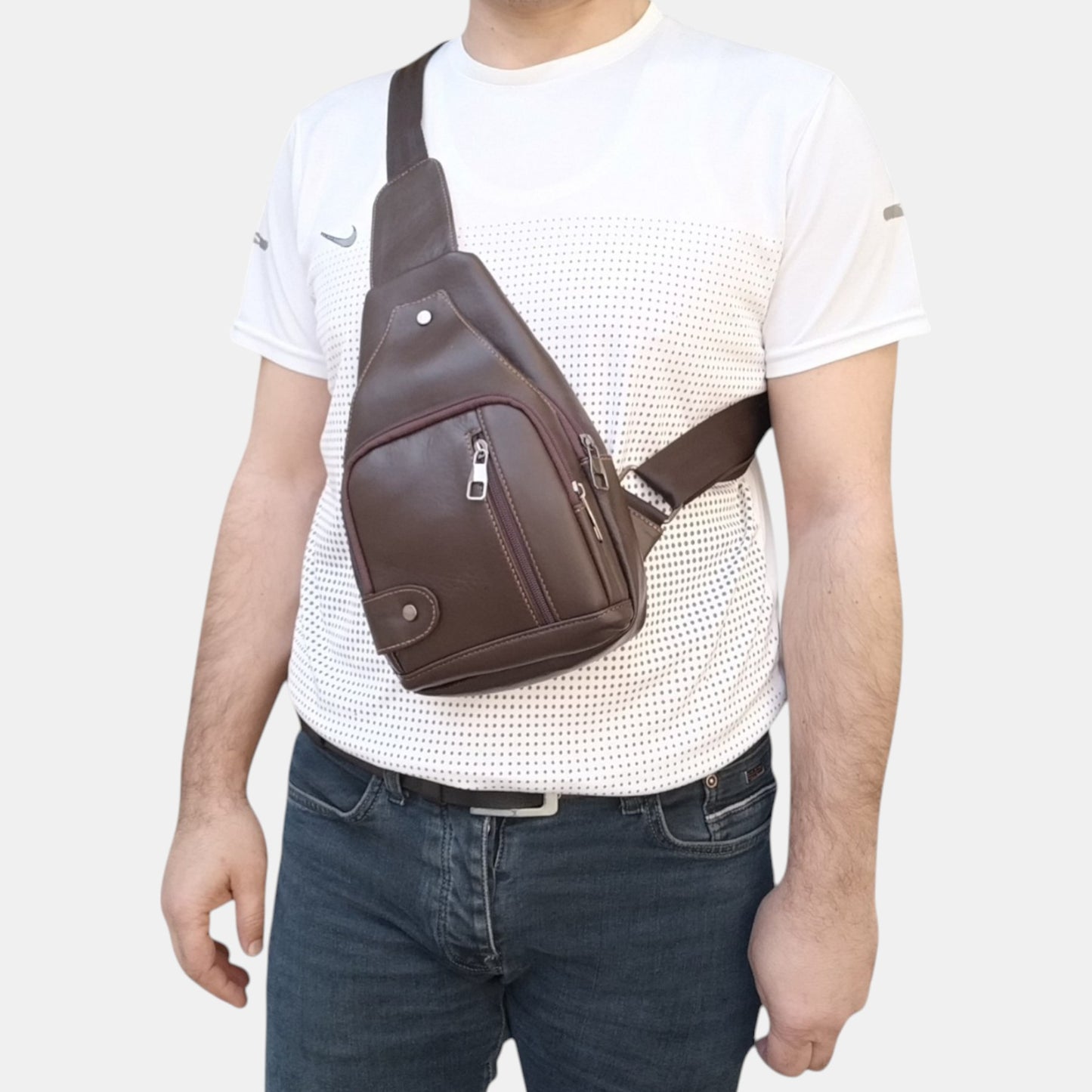 Lederax Hakiki Deri Göğüs Çantası Küçük Boy Bodybag LD535