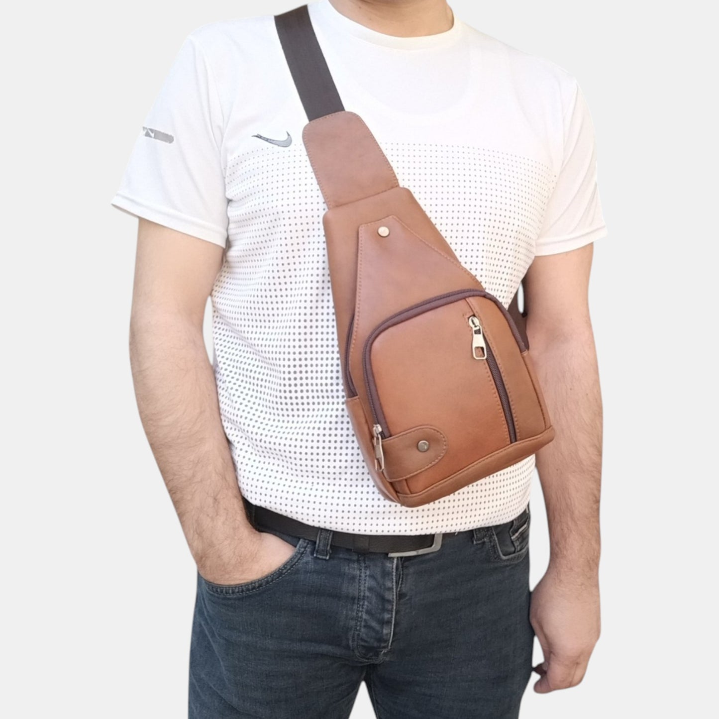 Lederax Hakiki Deri Göğüs Çantası Küçük Boy Bodybag LD535