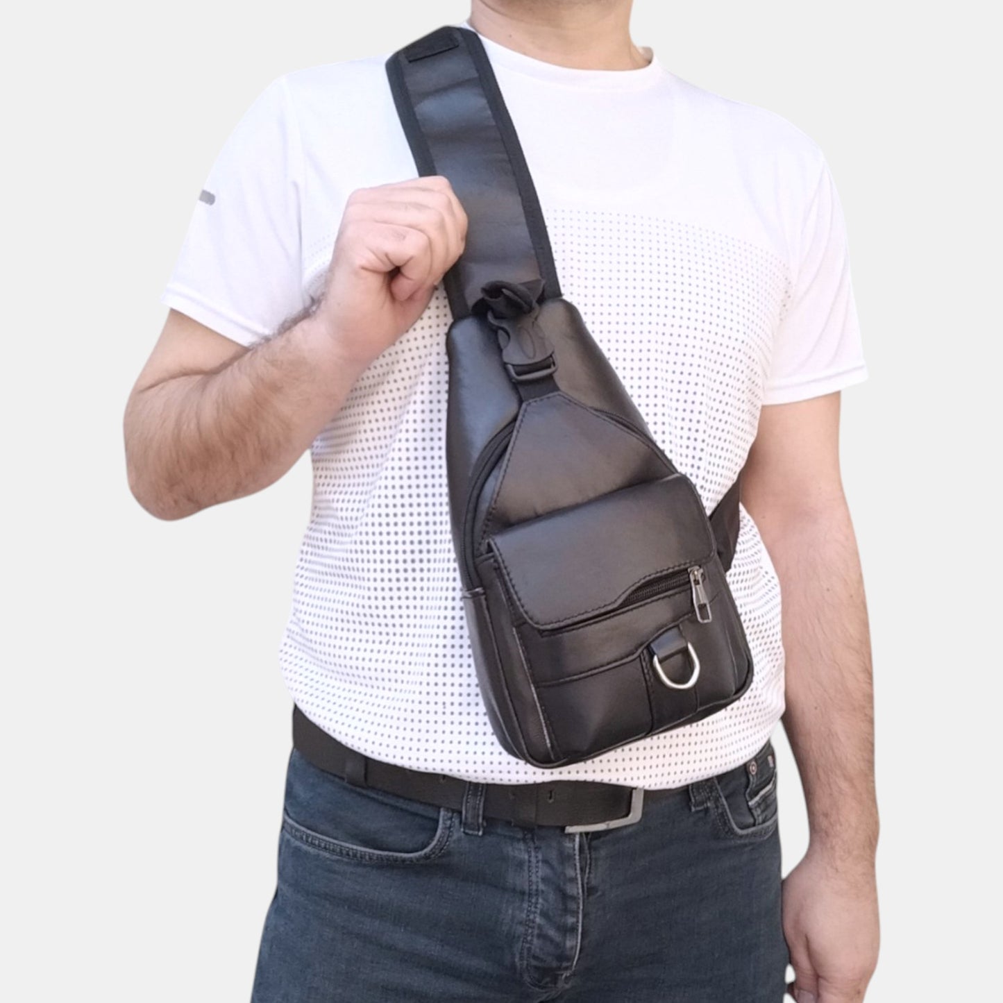 Lederax Hakiki Deri Göğüs Çantası Küçük Boy Bodybag LD537