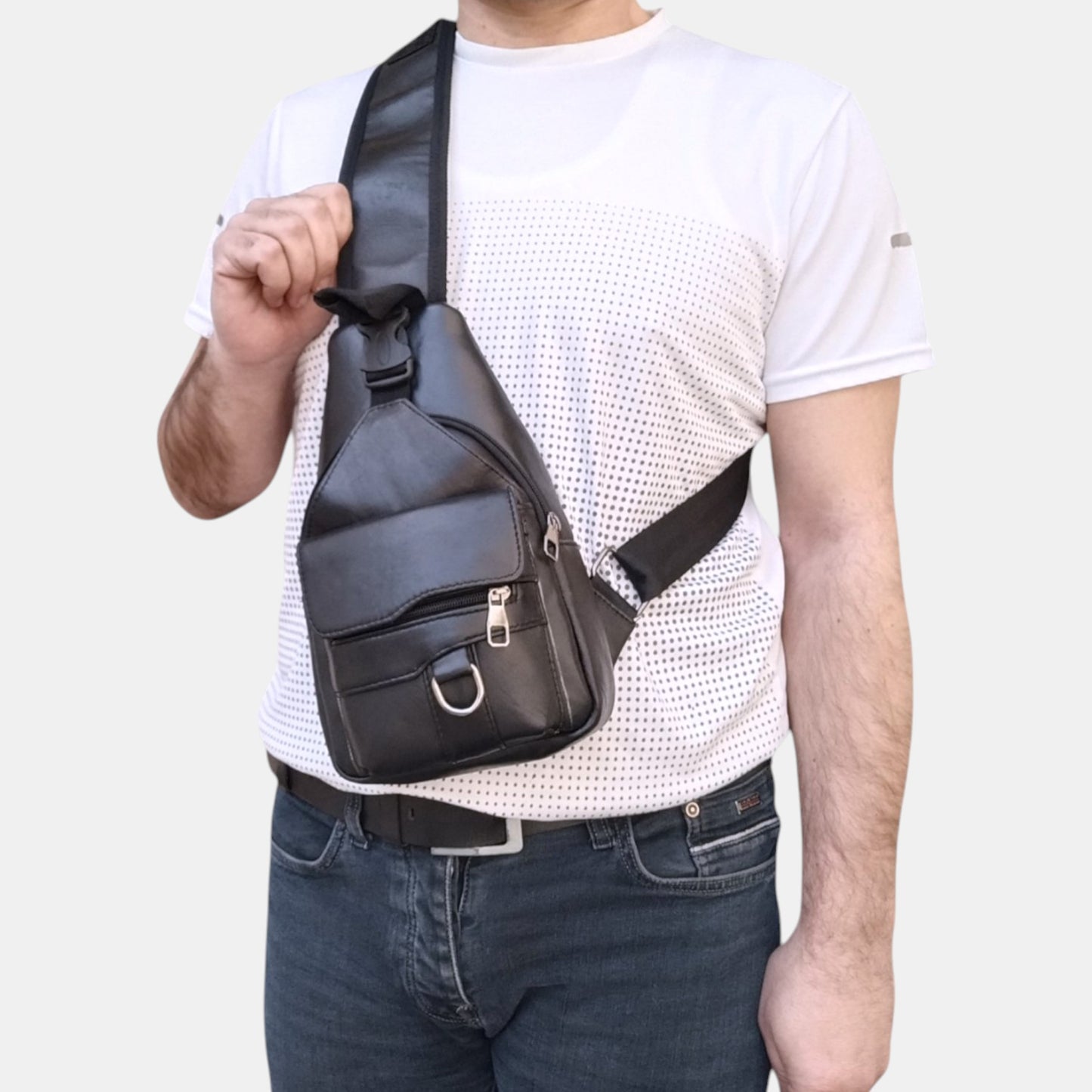 Lederax Hakiki Deri Göğüs Çantası Küçük Boy Bodybag LD537