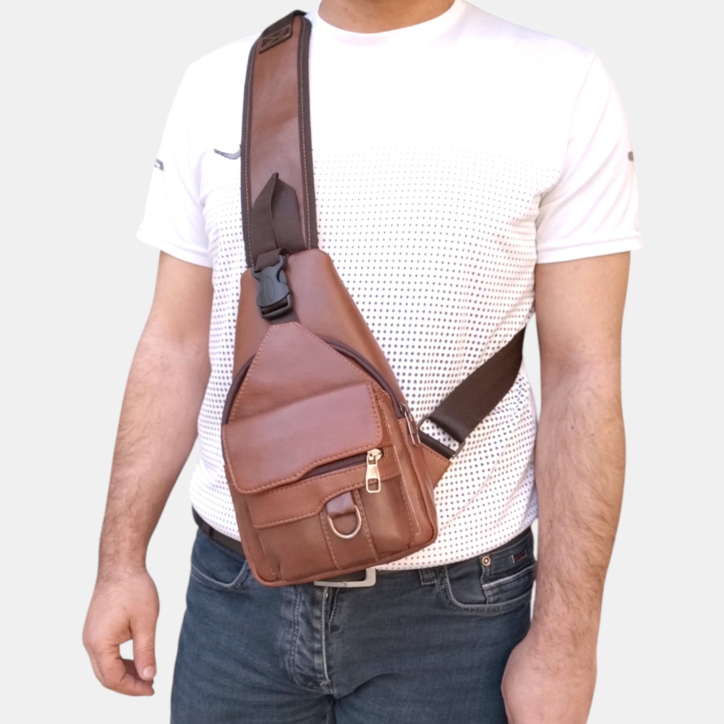 Lederax Hakiki Deri Göğüs Çantası Küçük Boy Bodybag LD537