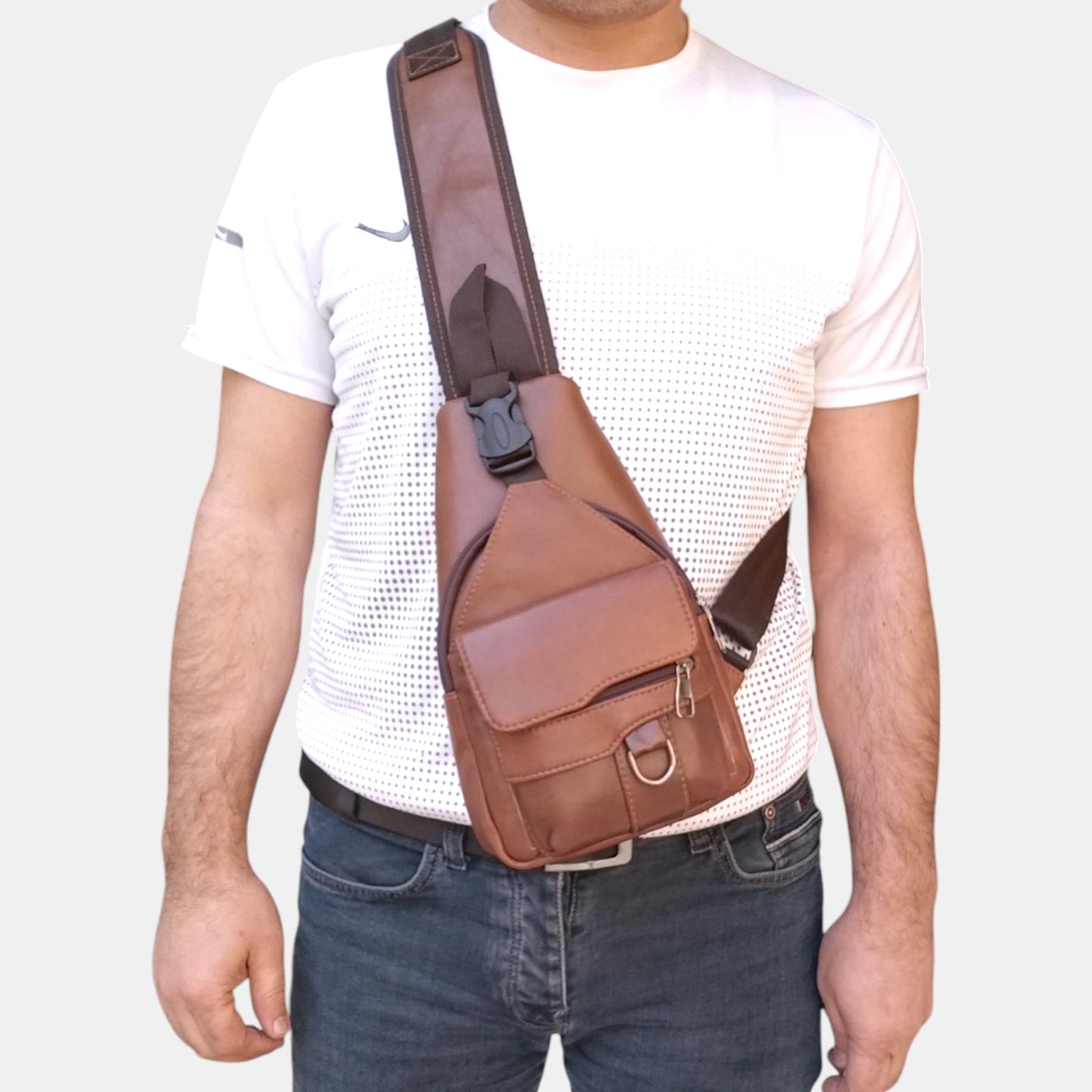 Lederax Hakiki Deri Göğüs Çantası Küçük Boy Bodybag LD537
