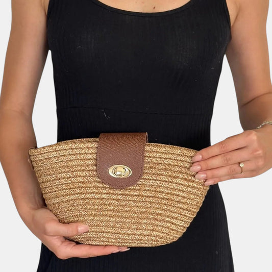 Lederax Hasır Clutch Çanta Omuz Çantası LD587