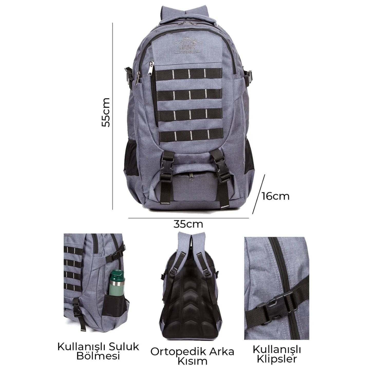 Lederax 50LT Geniş Hacimli Dağcı Çantası Sırt Çantası LD598