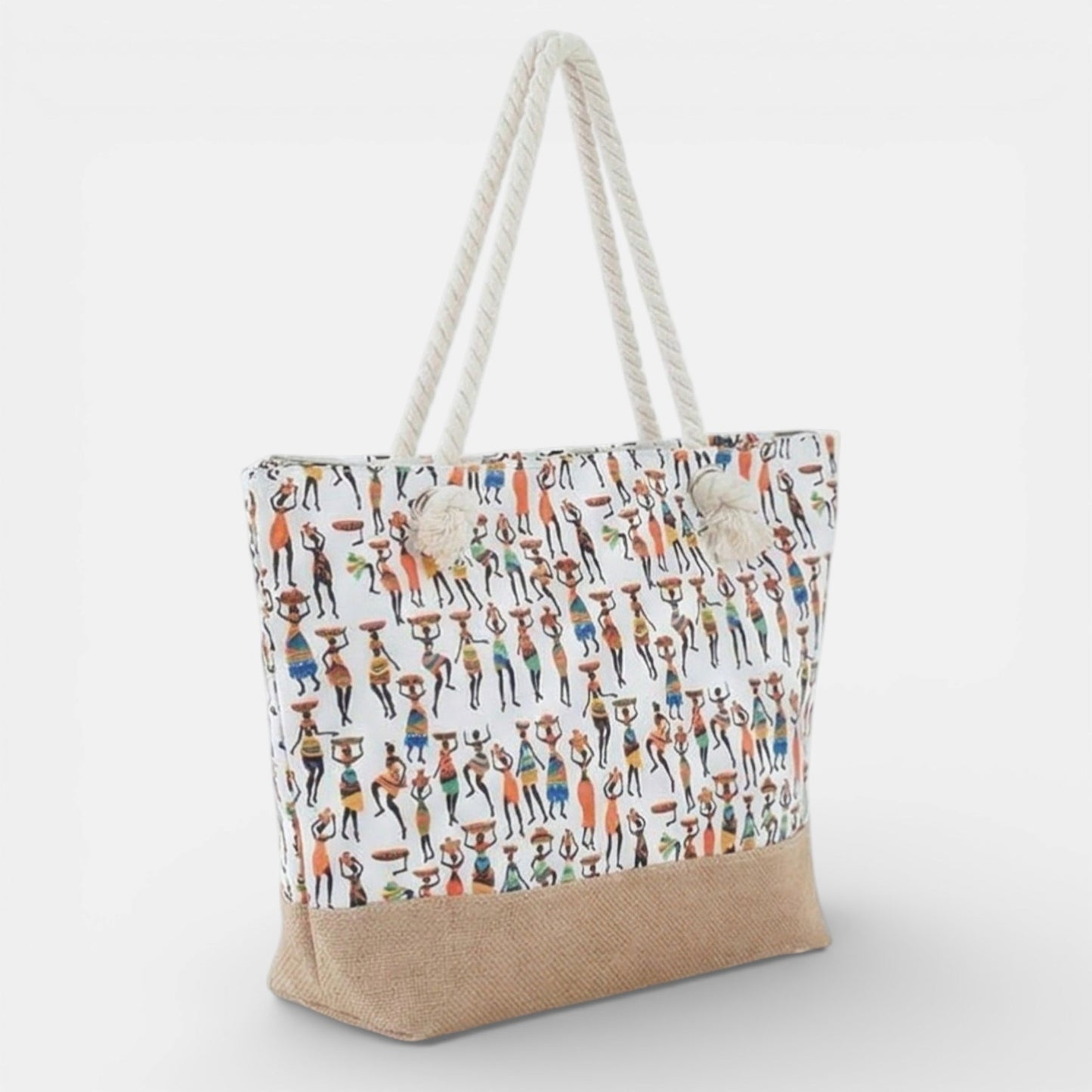 Lederax Etnik Afrika Figürlü Kadın Plaj Çantası LD641