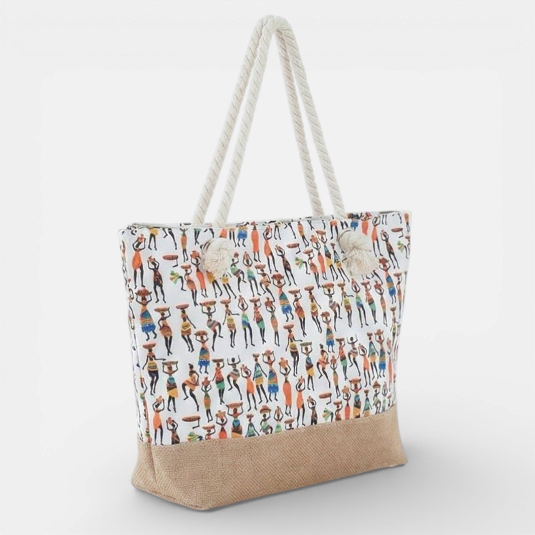 Lederax Etnik Afrika Figürlü Kadın Plaj Çantası LD641