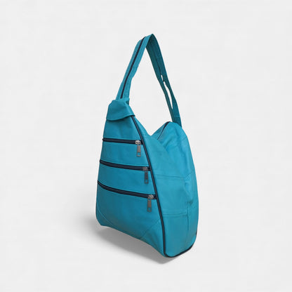 Lederax Hakiki Deri Çok Gözlü Sırt Ve Omuz Çantası LD52 Petrol Mavisi