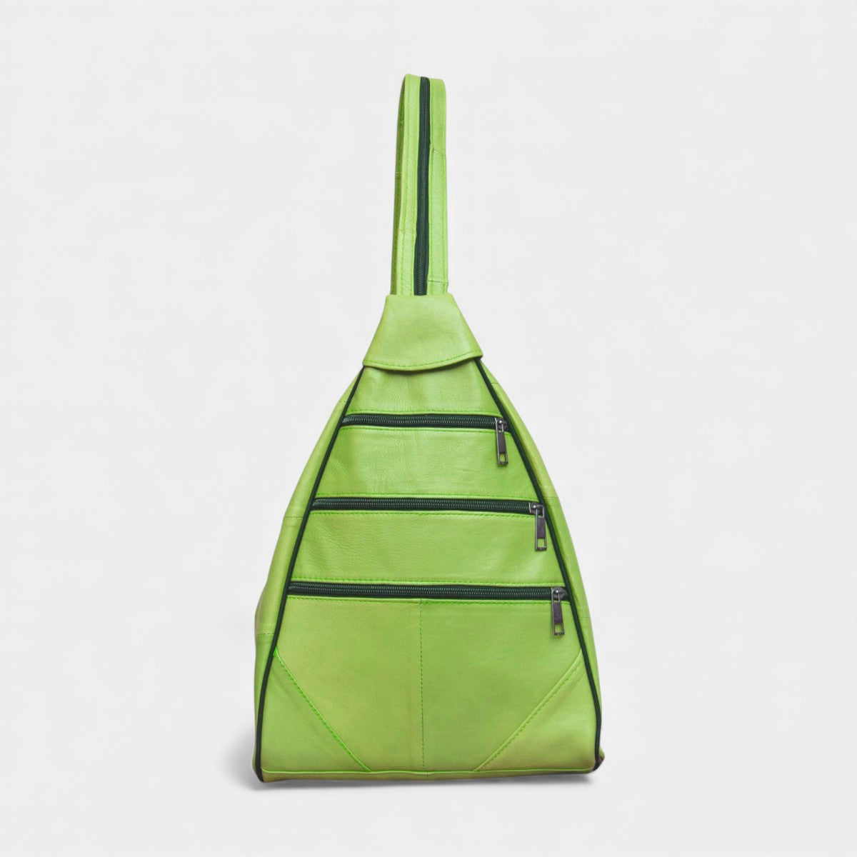 Lederax Hakiki Deri Çok Gözlü Sırt Ve Omuz Çantası LD52 Fıstık Yeşili