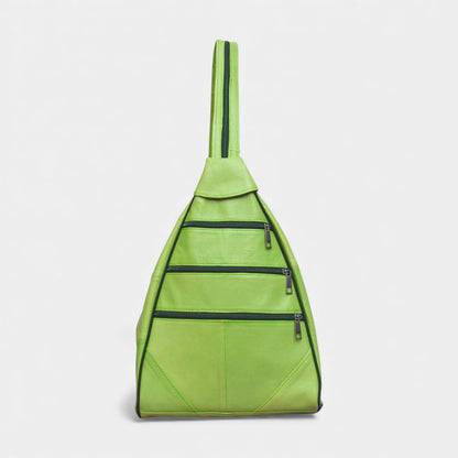 Lederax Hakiki Deri Çok Gözlü Sırt Ve Omuz Çantası LD52 Fıstık Yeşili