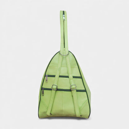 Lederax Hakiki Deri Çok Gözlü Sırt Ve Omuz Çantası LD52 Fıstık Yeşili