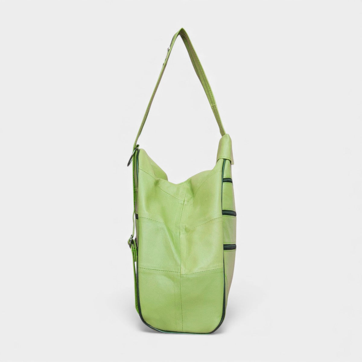 Lederax Hakiki Deri Çok Gözlü Sırt Ve Omuz Çantası LD52 Fıstık Yeşili