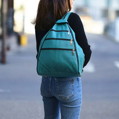 Lederax Hakiki Deri Çok Gözlü Sırt Ve Omuz Çantası LD52 Petrol Mavisi