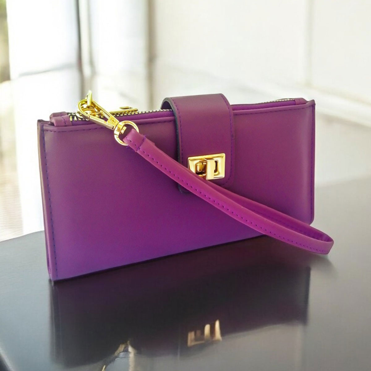 Lederax Suni Deri Kadın Kartlık Cüzdan LD254 Mor