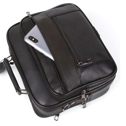 Lederax Hakiki Deri Çelik Kasalı Yatay El Çantası Orta Boy LD256