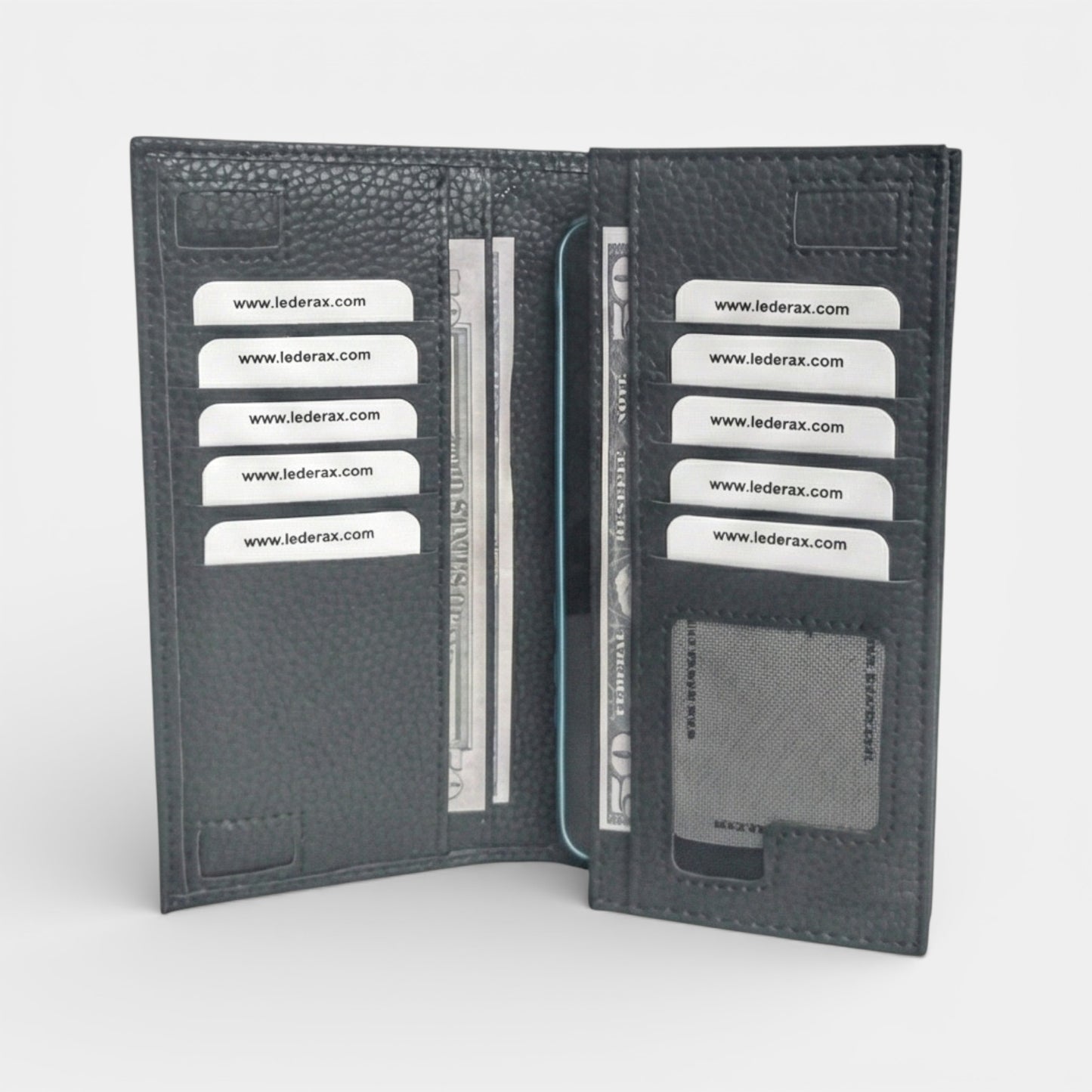 Lederax Telefon Bölmeli Mıknatıslı Portföy Kartlık Uzun Cüzdan LD505