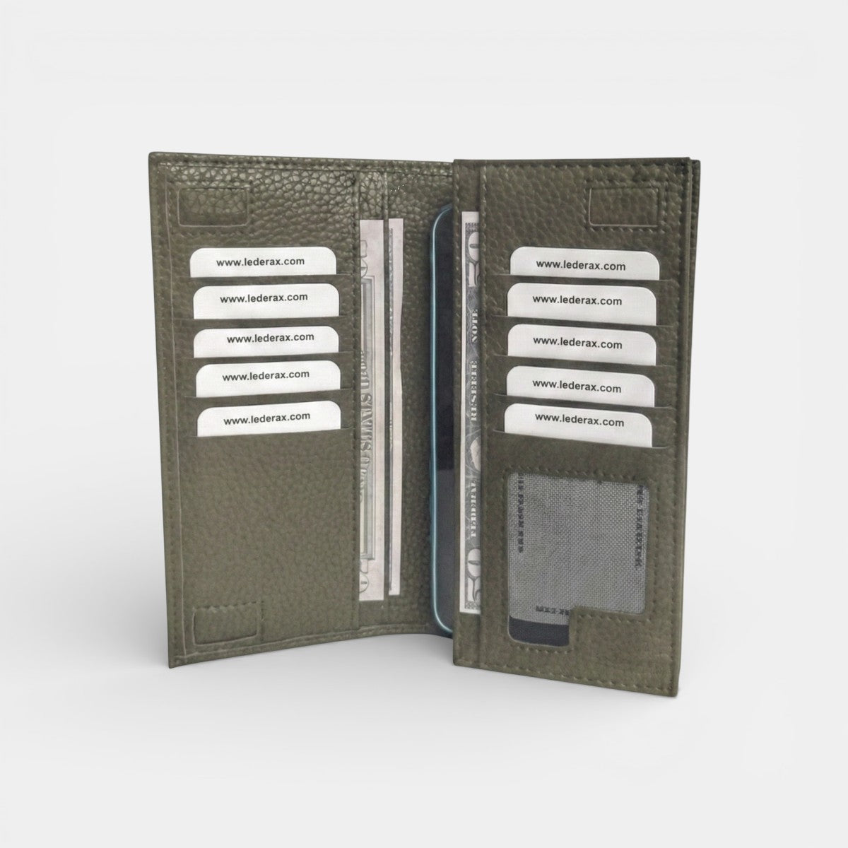 Lederax Telefon Bölmeli Mıknatıslı Portföy Kartlık Uzun Cüzdan LD505