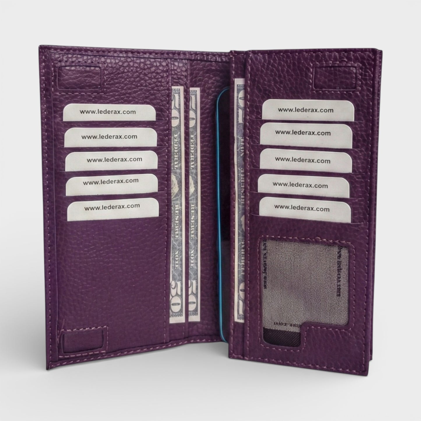 Lederax Telefon Bölmeli Mıknatıslı Portföy Kartlık Uzun Cüzdan LD505