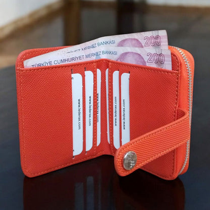 Lederax Lacost Deri Kadın Turuncu Cüzdan LD528