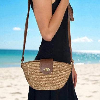 Lederax Hasır Clutch Çanta Omuz Çantası LD587