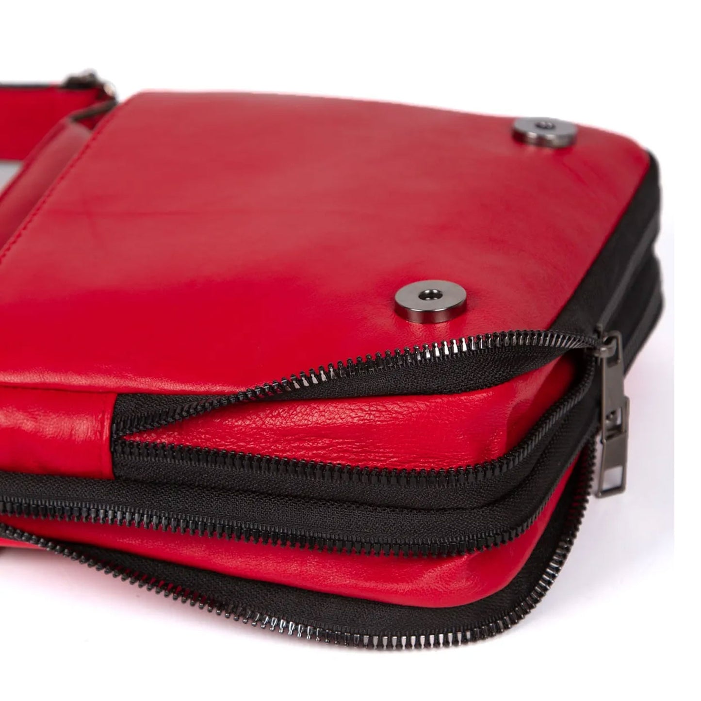 Lederax Hakiki Deri Orta Boy Omuz Çantası Postacı Çantası LD591 Kırmızı