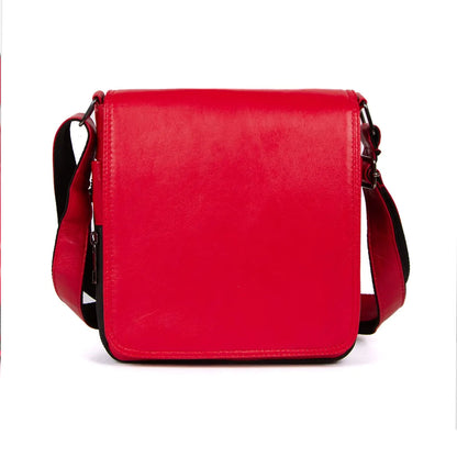 Lederax Hakiki Deri Orta Boy Omuz Çantası Postacı Çantası LD591 Kırmızı