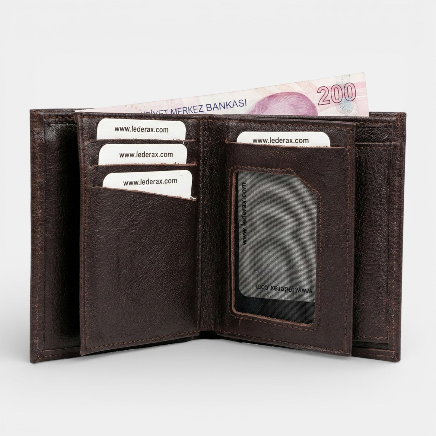 Lederax Hakiki Deri Dikey Erkek Cüzdan Bozuk Para Bölmeli LD627
