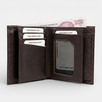 Lederax Hakiki Deri Dikey Erkek Cüzdan Bozuk Para Bölmeli LD627