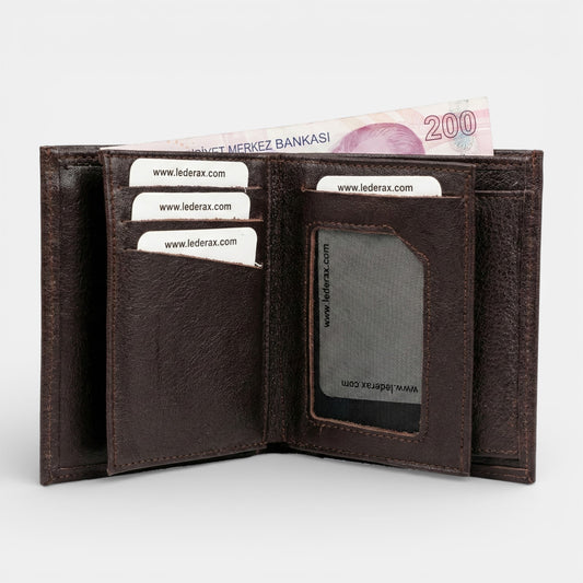 Lederax Hakiki Deri Dikey Erkek Cüzdan Bozuk Para Bölmeli LD627