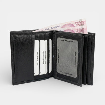 Lederax Hakiki Deri Dikey Erkek Cüzdan Bozuk Para Bölmeli LD627