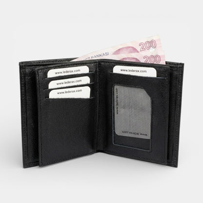 Lederax Hakiki Deri Dikey Erkek Cüzdan Bozuk Para Bölmeli LD627