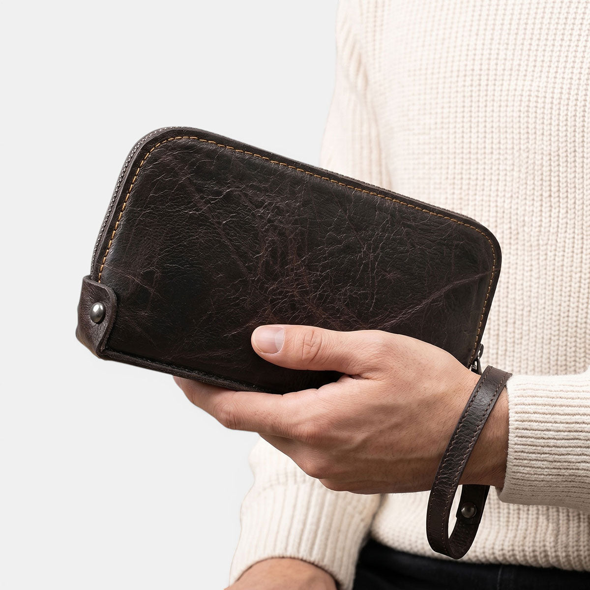 Lederax Hakiki Dana Derisi Bileklikli Pouch Çanta LD662