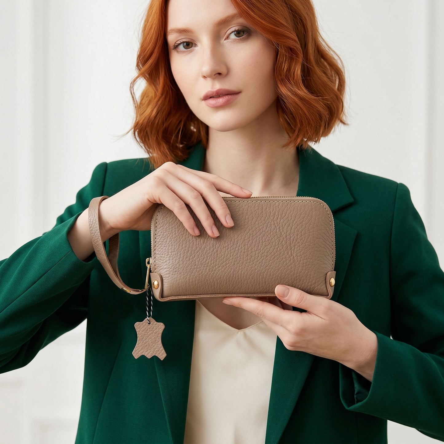 Lederax Hakiki Dana Derisi Bileklikli Pouch Çanta LD662