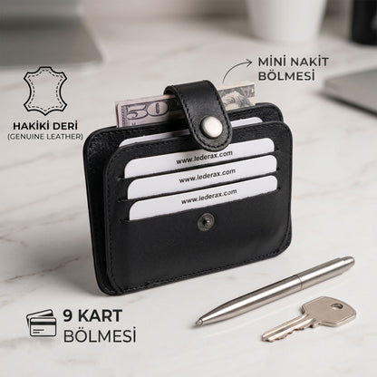 Lederax Hakiki Deri Minimalist Çıtçıtlı Kartlık Cüzdan LD665