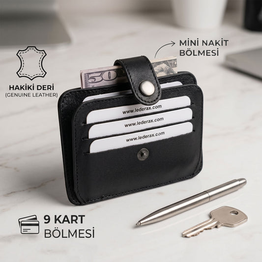 Lederax Hakiki Deri Minimalist Çıtçıtlı Kartlık Cüzdan LD665