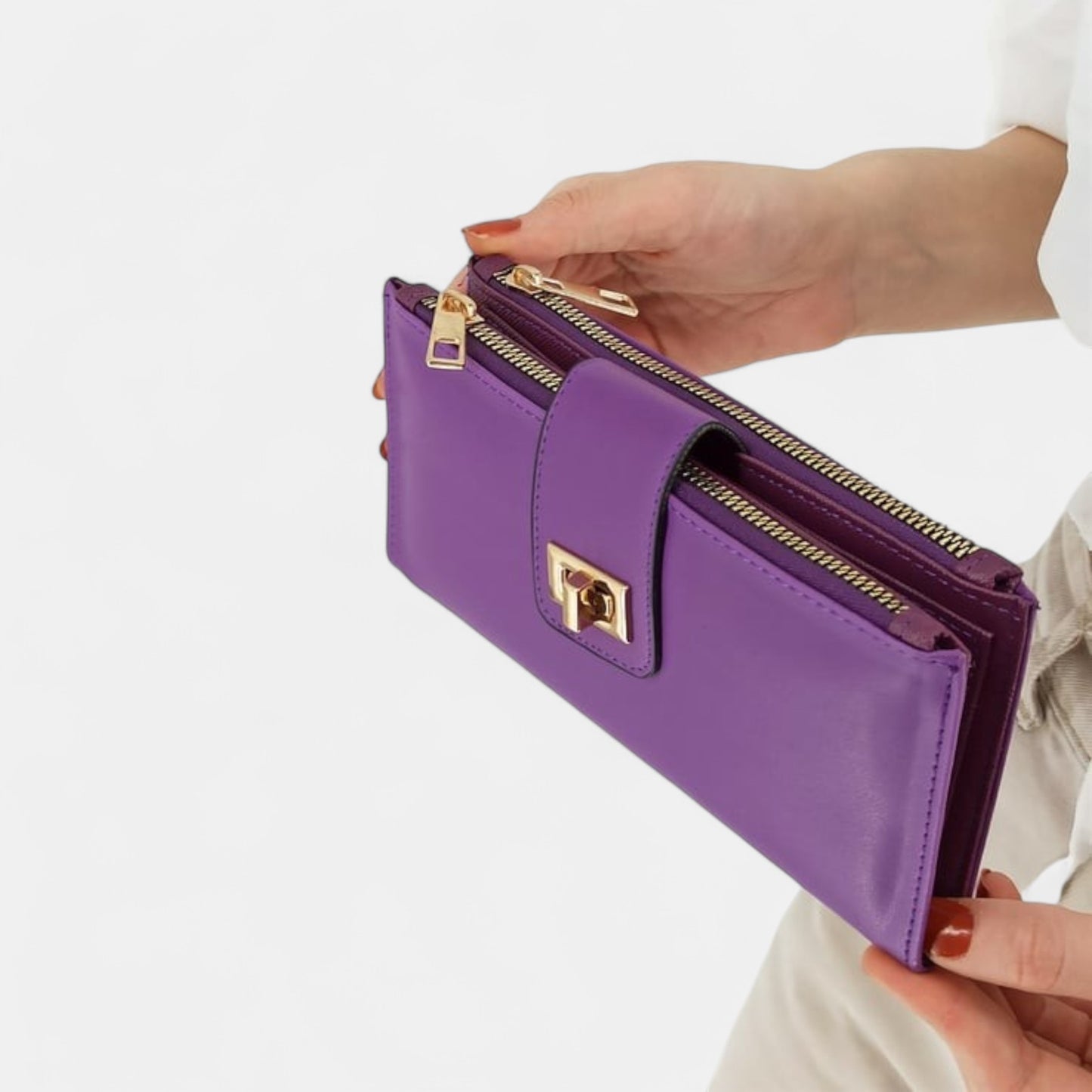 Lederax Suni Deri Kadın Kartlık Cüzdan LD254 Mor